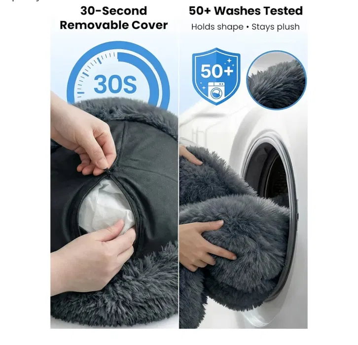 Okrągłe puszyste legowisko uspokajające dla psa i kota o średnicy 50 cm