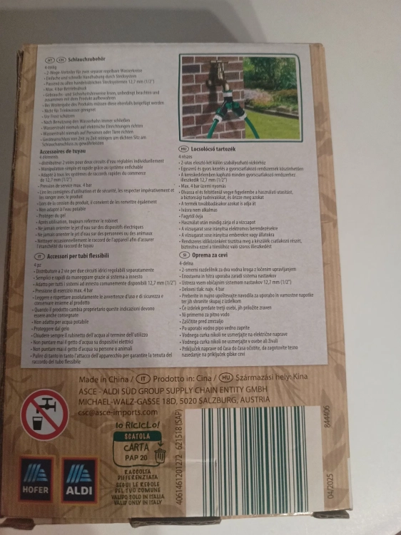 Dwudrożny rozdzielacz do węża ogrodowego z szybkozłączkami i łącznikiem naprawczym 1/2 cala