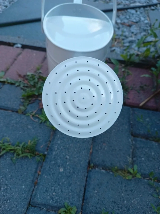 Piękna biała metalowa konewka o pojemności 5 litrów nowoczesny design