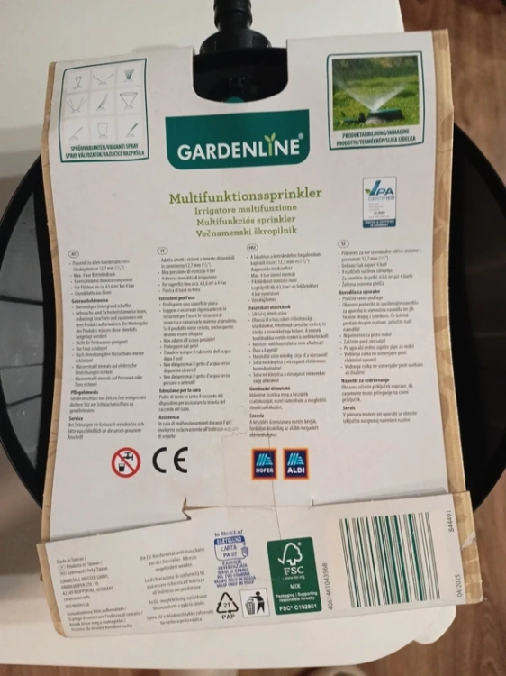 Gardenline obrotowy zraszacz ogrodowy wielofunkcyjny z metalową płytą podstawy