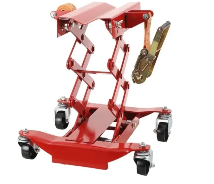 Czerwony metalowy podnośnik podłogowy do skrzyni biegów 200 kg mechanizm nożycowy