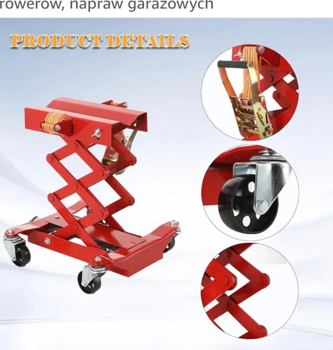 Czerwony metalowy podnośnik podłogowy do skrzyni biegów 200 kg mechanizm nożycowy