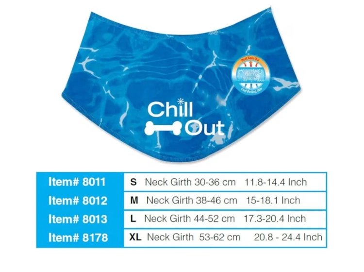 Niebieska chłodząca bandana chusta dla psa AFP Chill Out Dog rozmiar XL
