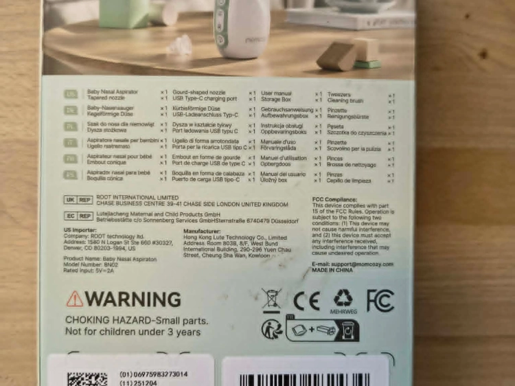 Elektryczny bezprzewodowy aspirator do nosa dla dzieci Momcozy model BN02