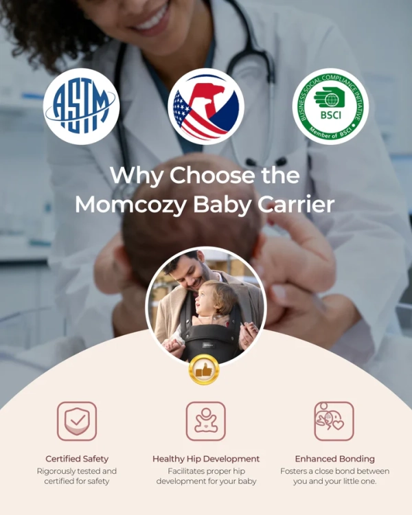 Czarne ergonomiczne nosidełko biodrowe 2w1 Momcozy z dzieckiem przodem do świata
