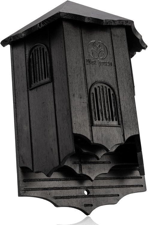 Duży czarny drewniany trzykomorowy domek dla nietoperzy VIREESR Bat House I