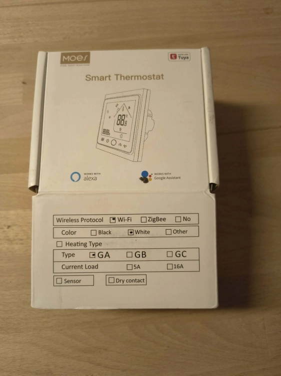 Oryginalne białe opakowanie inteligentnego termostatu MOES Smart Thermostat Wi-Fi Tuya gem-ewa-mariusz.pl