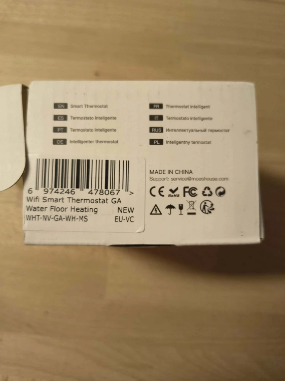Oryginalne białe opakowanie inteligentnego termostatu MOES Smart Thermostat Wi-Fi Tuya gem-ewa-mariusz.pl