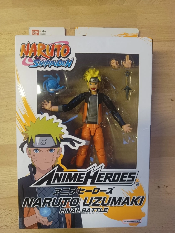 Ruchoma figurka kolekcjonerska Bandai Anime Heroes Uzumaki Naruto o wysokości 15 cm w pomarańczowym stroju ninja