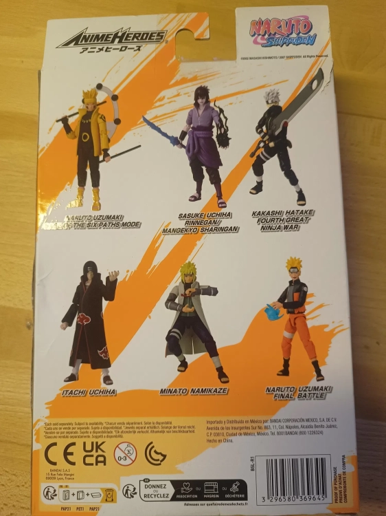 Ruchoma figurka kolekcjonerska Bandai Anime Heroes Uzumaki Naruto o wysokości 15 cm w pomarańczowym stroju ninja