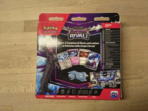 Oryginalny włoski zestaw startowy kart Pokemon TCG Mazzo Lotte tra Rivali Rocco z figurującymi kartami Metagross ex i Beldum