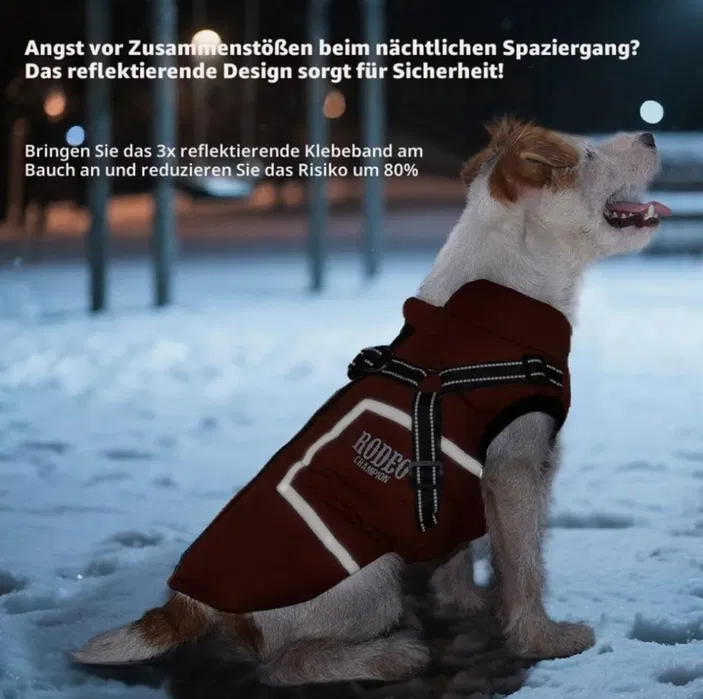 Nowa czarna wiatroszczelna kurtka dla psa rozmiar M z szelkami metalowymi kółkami i paskami odblaskowymi