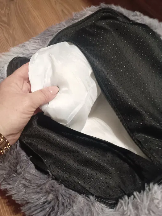 Nowe okrągłe szare puszyste legowisko oponka dla psa i kota o średnicy 50 cm w stylu donut z długim włosem ombre