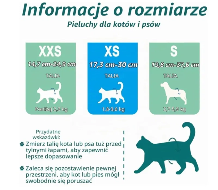 Nowe opakowanie białych jednorazowych pieluch dla małego psa i kota MICOOYO w rozmiarze S z elastyczną talią na rzepy