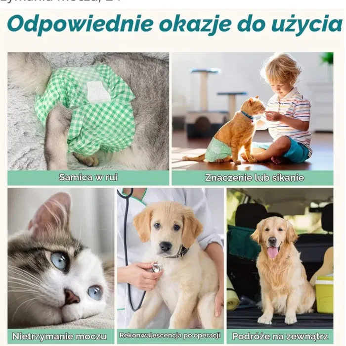 Nowe opakowanie białych jednorazowych pieluch dla małego psa i kota MICOOYO w rozmiarze S z elastyczną talią na rzepy