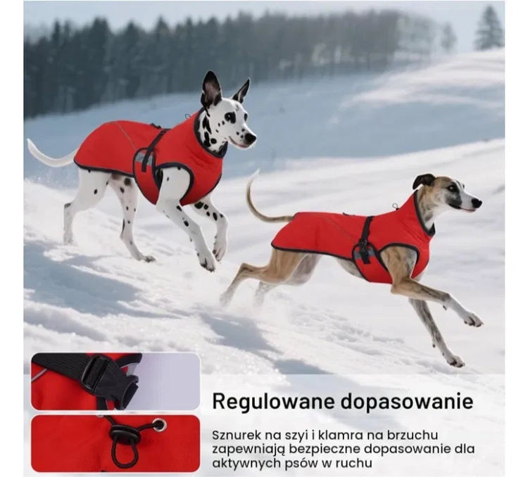 Nowy dwuczęściowy wodoodporny płaszcz dla psa rozmiar XL w kolorze ciemnym z odpinaną ciepłą kamizelką polarową i wysokim kołnierzem