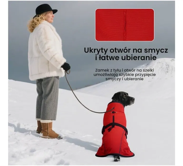 Nowy dwuczęściowy wodoodporny płaszcz dla psa rozmiar XL w kolorze ciemnym z odpinaną ciepłą kamizelką polarową i wysokim kołnierzem