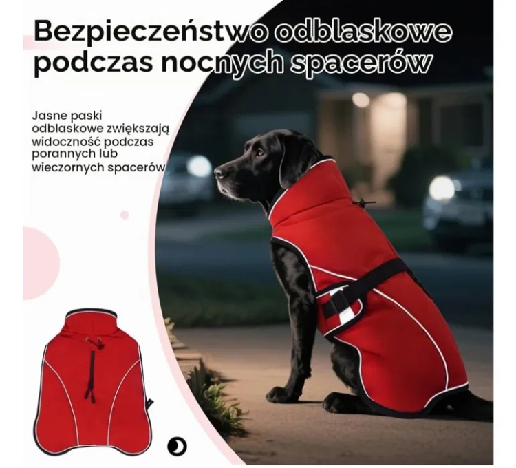 Nowy dwuczęściowy wodoodporny płaszcz dla psa rozmiar XL w kolorze ciemnym z odpinaną ciepłą kamizelką polarową i wysokim kołnierzem