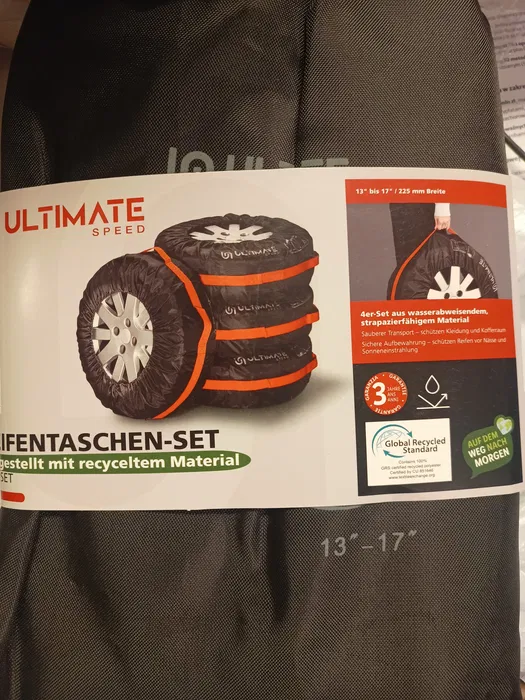 Nowy zestaw czterech czarnych wodoodpornych pokrowców na opony samochodowe Ultimate 13-17 cali z grafikami pozycji kół
