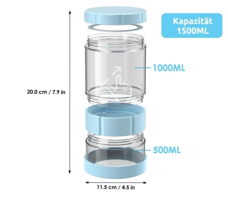 Nowy czysty szklany słoik klepsydra separator do ogórków kiszonych i marynat o pojemności 1500 ml z czarną pokrywką ABS