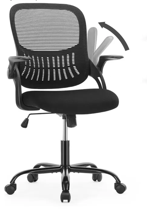 Nowe czarne ergonomiczne krzesło biurowe XXL o wzmocnionej konstrukcji do 250 kg z podnoszonymi podłokietnikami i oparciem z siatki mesh