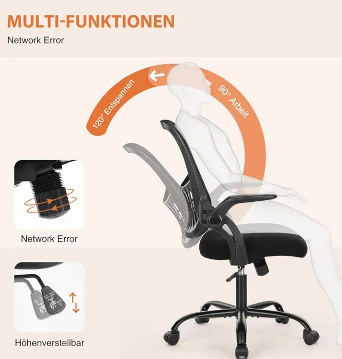 Nowe czarne ergonomiczne krzesło biurowe XXL o wzmocnionej konstrukcji do 250 kg z podnoszonymi podłokietnikami i oparciem z siatki mesh