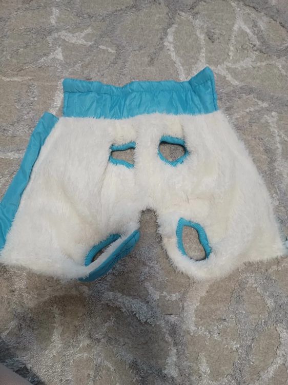 Nowa niebieska puchowa kurtka zimowa płaszczyk dla małego psa w rozmiarze S o długości grzbietu 26 cm z wodoodpornego materiału