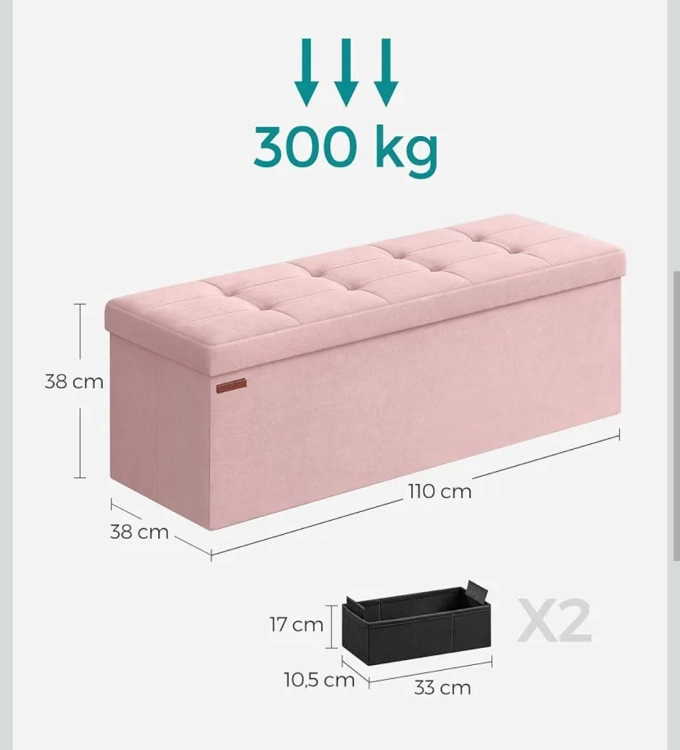 songmics-pufa-siedzisko-skladana-lawka-ze-schowkiem-pudrowy-roz-110x38